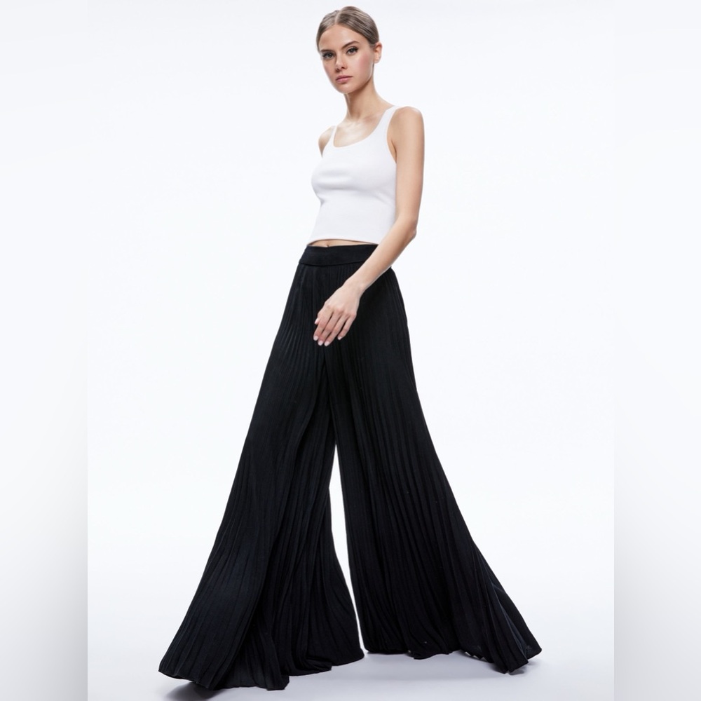 Alice + Olivia Elegant Black Wide-Leg Trousers